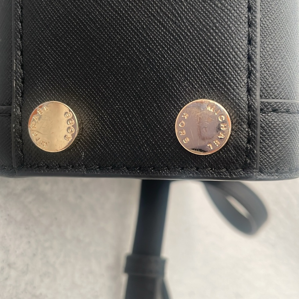 Michael Kors Black And Gold Small Top Handle Purse - Picture 6 of 8